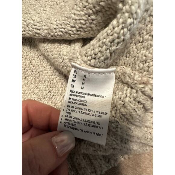 American Eagle Cropped Mock Turtleneck Sweater Women's Size Medium Neutral - Picture 5 of 7